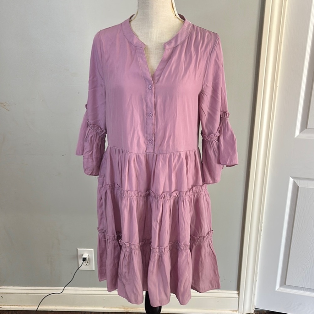 Elegant Mauve Tiered Dress